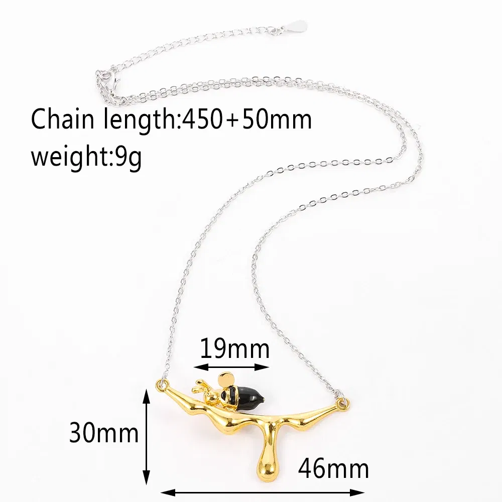 Metal Color: Light Yellow Gold Color, Ships From: CHINA - Lovely Bee With Drop Honey Charm Choker Necklaces Gold Silver Color Pendant Chain Necklace for Women Girl Jewelry