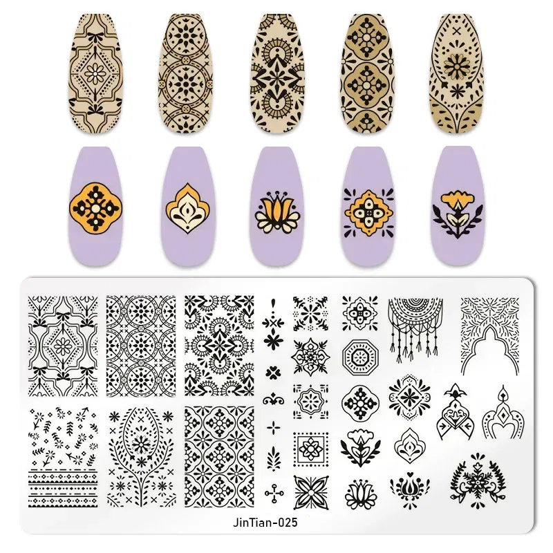 Color: transparent - 1PC Nail Art Stamp Plate Geometric Line DIY Stamping Image Plate 6*12CM Nail Stamping Plate Stainless Steel Plate Stencil JTY150