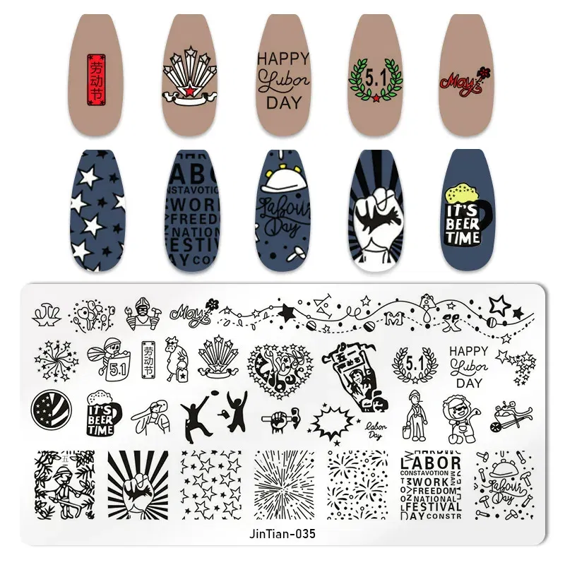 Color: transparent - 1PC Nail Art Stamp Plate Geometric Line DIY Stamping Image Plate 6*12CM Nail Stamping Plate Stainless Steel Plate Stencil JTY150