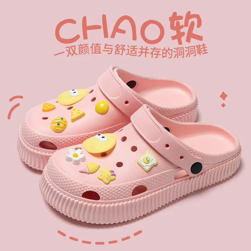 Color: SKY BLUE, Shoe Size: 36-37 - Shoes hole shoes girls wear outside couple bag head women cool slippers