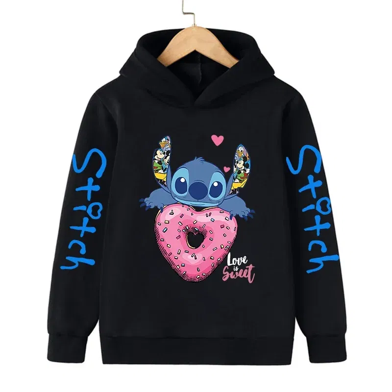 Color: GRAY, Size: 12cm - New in Cool Stitch Hoodie Children Cartoon Clothes Kid Girl Boy Lilo and Stitch Sweatshirt Manga Hoody Baby Casual Top
