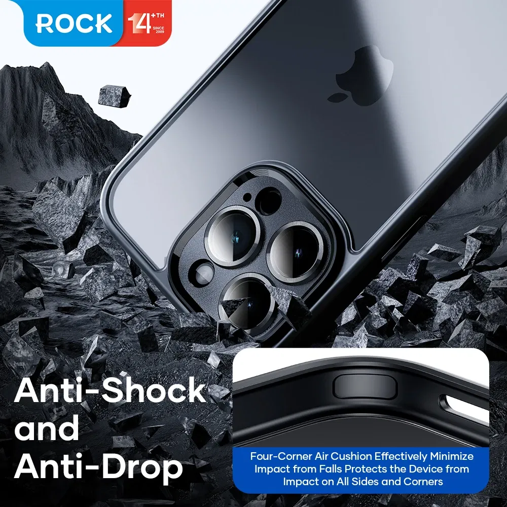 Color: WHITE, Material: ABS - ROCK Translucent Case for iPhone 15 Pro Max Cover 2023 Anti-knock Matte TPU Bumper Case for iPhone 15 Pro 15 Plus PC Back Cover