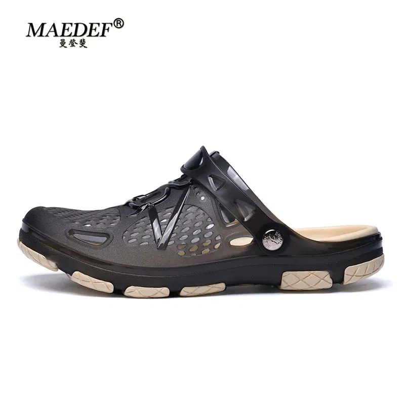Color: black, Shoe Size: 38 - MAEDEF Fashion Men Slippers Summer Waterproof Beach Slippers Hot Sale Casual House Bathroom Slides Non Slip Outdoor Men's Shoes
