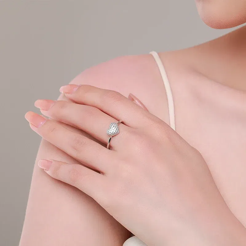 Gem Color: Yellow, Ring Size: 7 - MODIAN 925 Sterling Silver Delicate Romantic Love Heart Finger Ring Zirconia For Women Fine Jewelry Valentine Day Gift