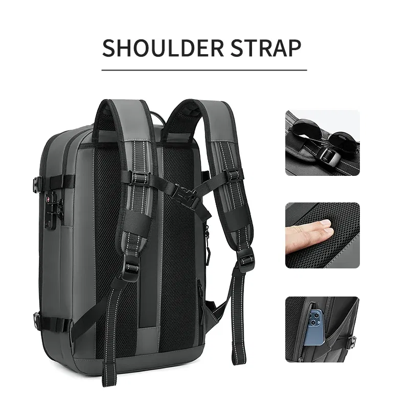 Color: light yellow - Men Travel Backpack vacuum compression 17 inch Laptop Backpack Business Large Capacity school Backpack Expanded Hiking backpack