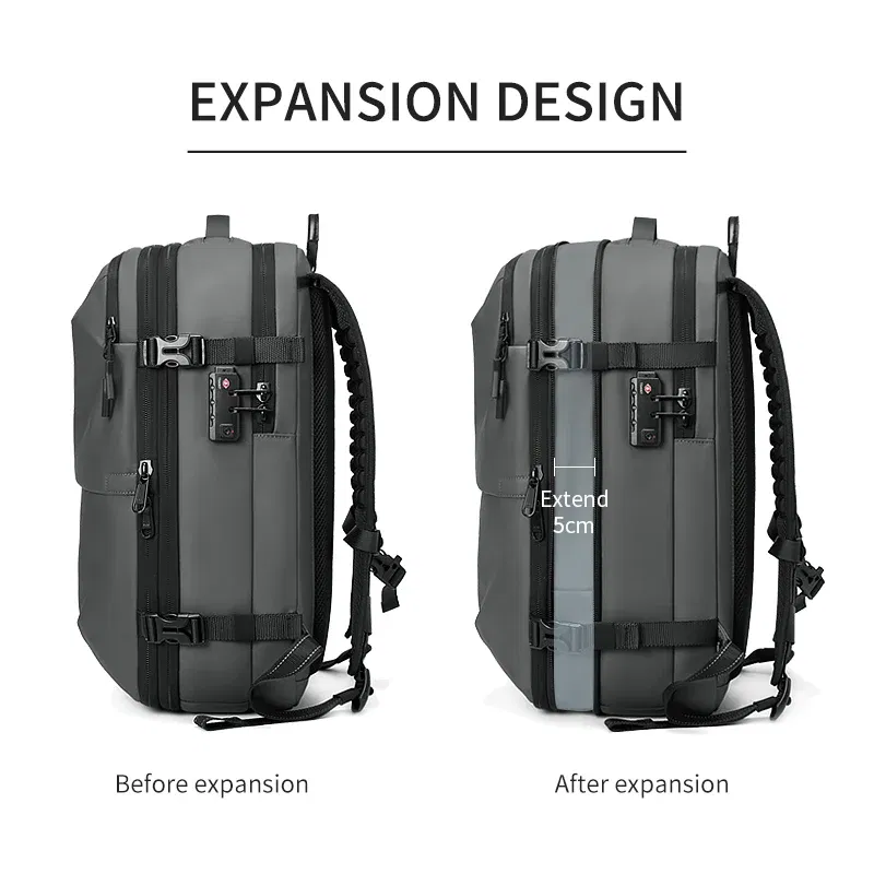 Color: light yellow - Men Travel Backpack vacuum compression 17 inch Laptop Backpack Business Large Capacity school Backpack Expanded Hiking backpack