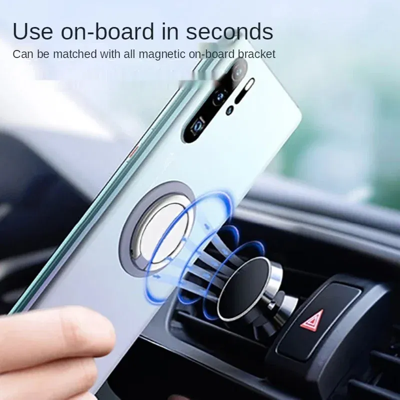Color: Orange - Universal Finger Ring Holder Stand Grip 360 Degree Rotating for Mobile Phone Car Magnetic Mount Phone Back Sticker Pad Bracket