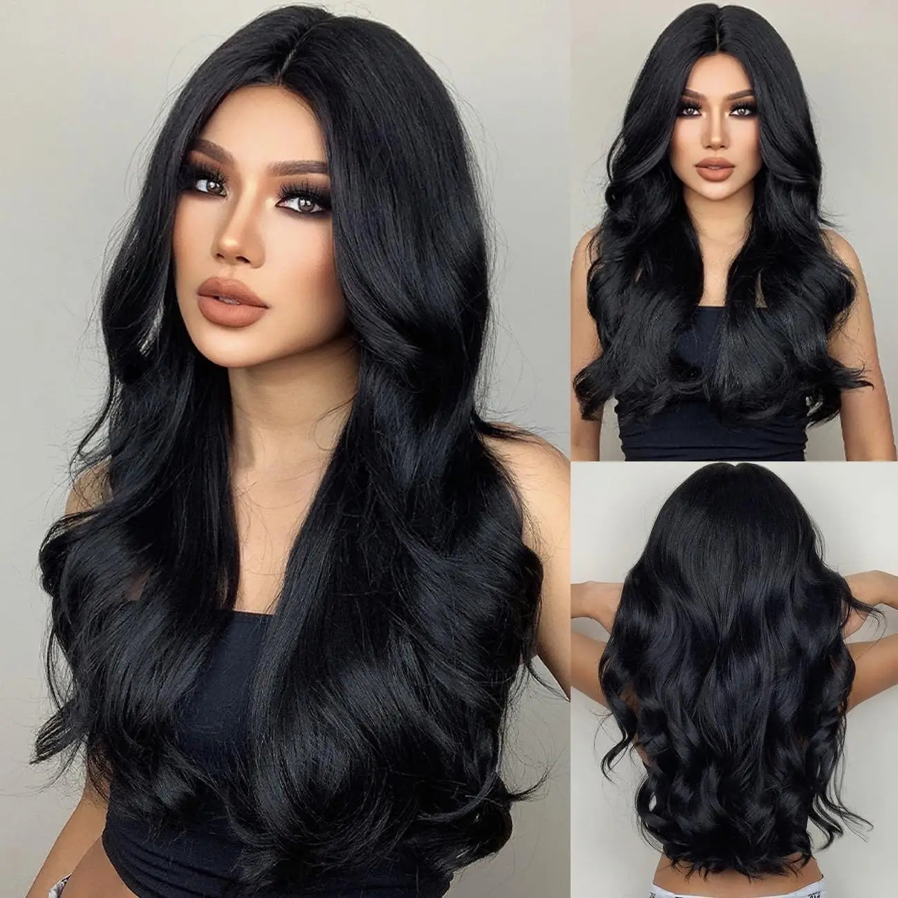 Color: P2/350 - Light golden synthetic wig with big waves for Halloween party, cosplay wig, everyday wig, high-temperature hair silk wig set
