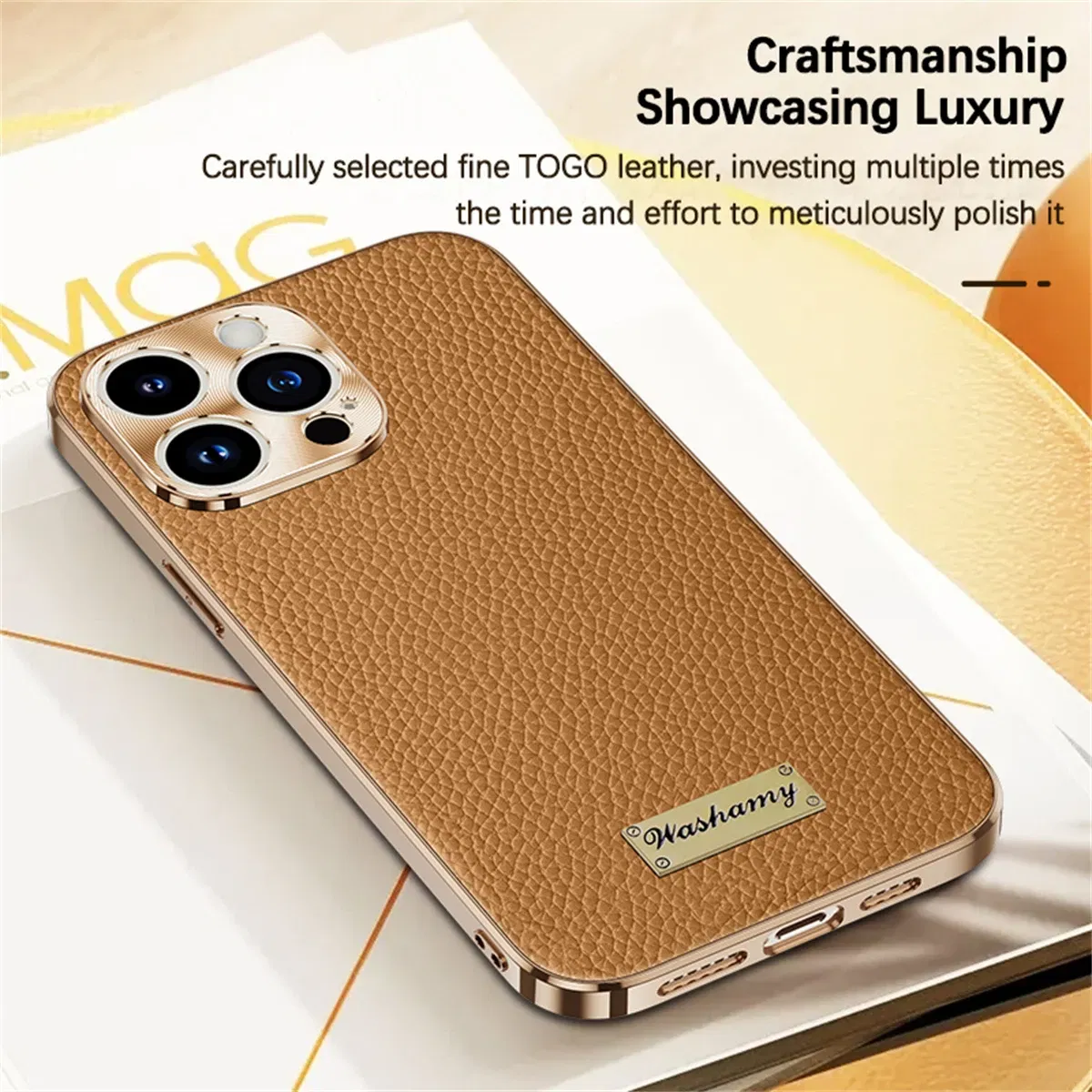 Color: Beige, Compatible-Phone Models: For iPhone 16 Pro Max - Luxury Genuine Leather Phone Case For iPhone 15 14 13 Pro Max Plating Soft Silicone Frame Shockproof Cover For iPhone 16 Pro Max