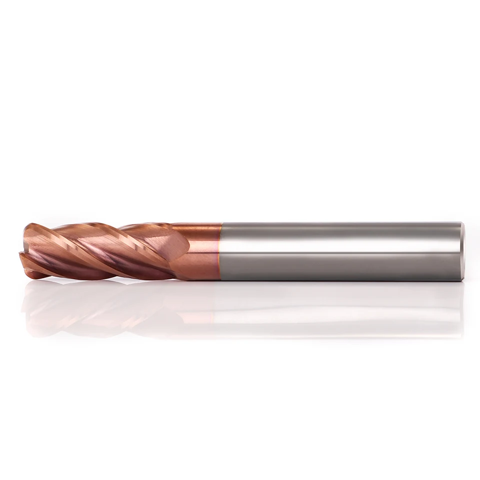 Cutting Edge Diameter: 1.9mm, Dimensions: 3.175*2*6 - AUGT HRC55 Carbide Bull Nose End Mill 4Flutes Copper Milling Cutter Alloy Coating Tungsten Steel Cutting Tool For CNC Maching