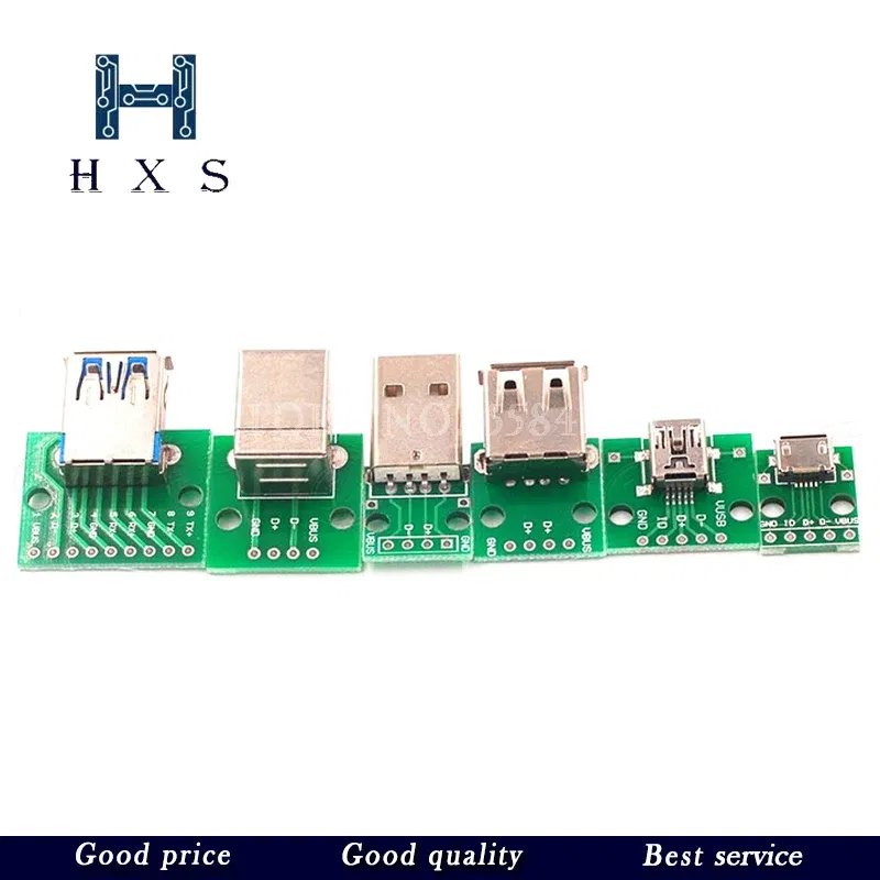 Color: Brown - 5pcs Micro Mini USB USB A Male USB 2.0 3.0 A Female USB B Connector Interface to 2.54mm DIP PCB Converter Adapter Breakout Board