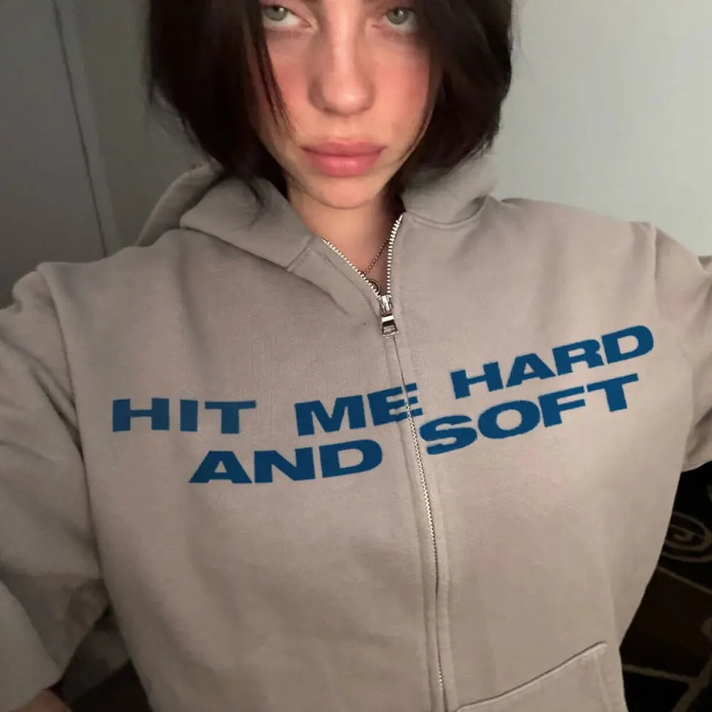 Color: WHITE, Size: XXL - Hit Me Hard and Soft 2025 Tour Zipper Hoodies Men Women Harajuku Pullovers Fashion Hip Hop Zip Up Sweatshirts Jackets Fans Gift