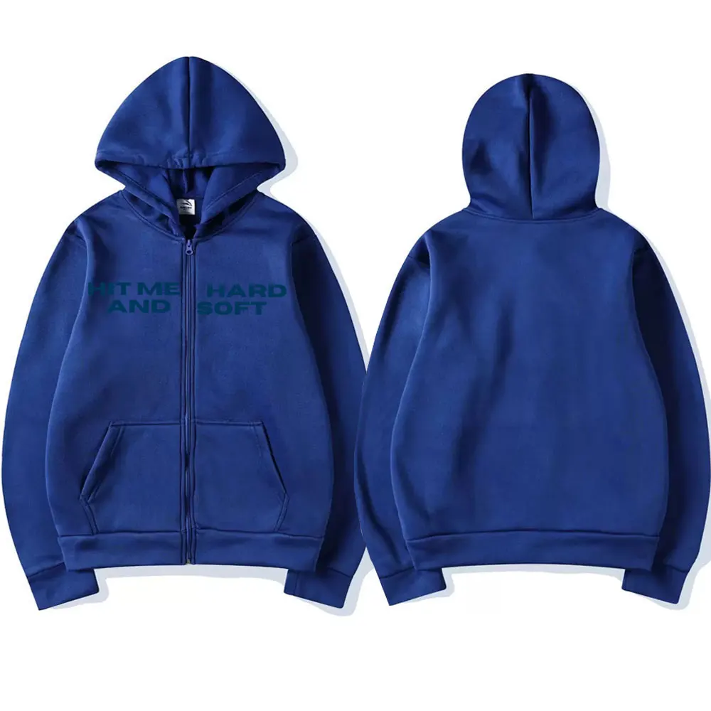 Color: WHITE, Size: XXL - Hit Me Hard and Soft 2025 Tour Zipper Hoodies Men Women Harajuku Pullovers Fashion Hip Hop Zip Up Sweatshirts Jackets Fans Gift