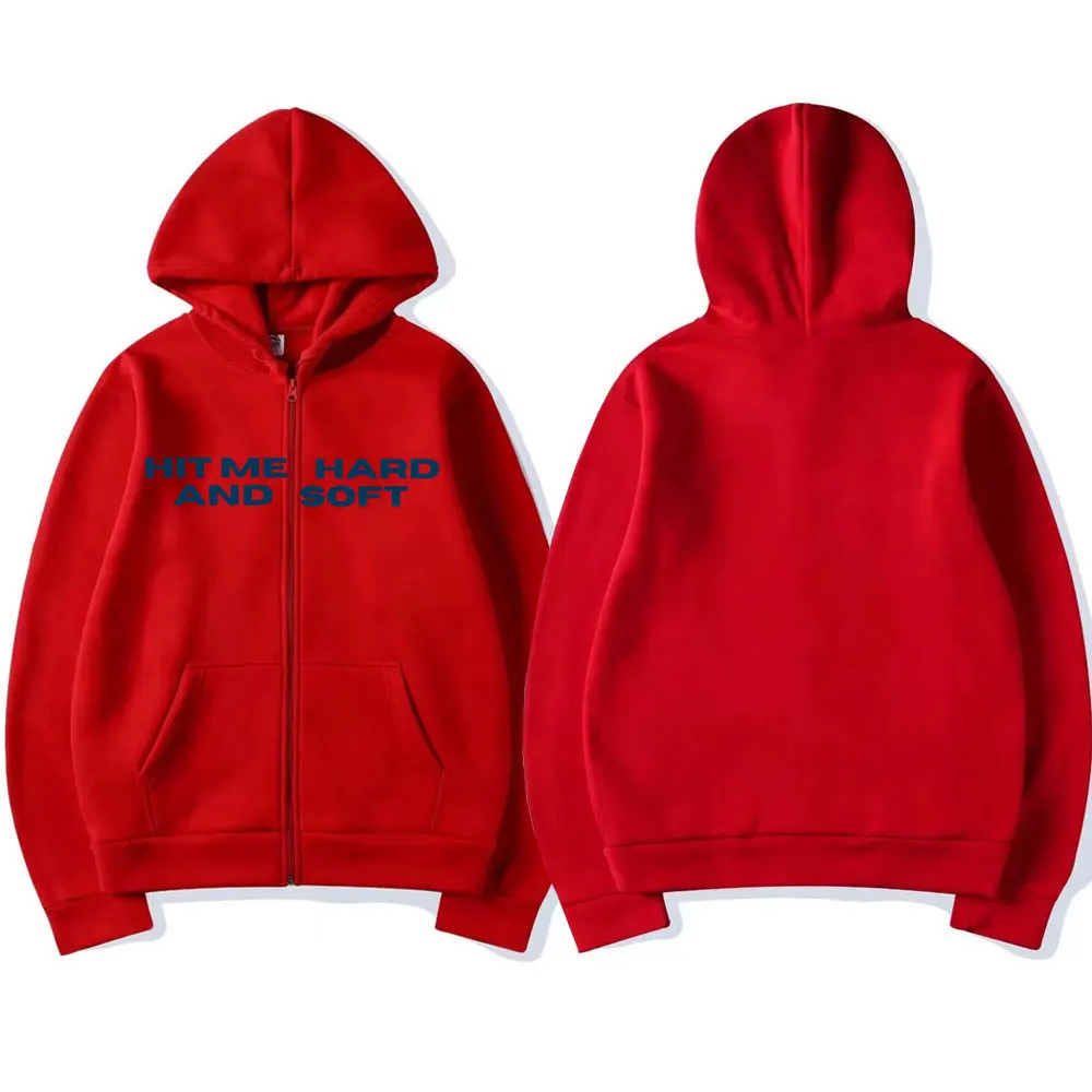Color: WHITE, Size: XXL - Hit Me Hard and Soft 2025 Tour Zipper Hoodies Men Women Harajuku Pullovers Fashion Hip Hop Zip Up Sweatshirts Jackets Fans Gift