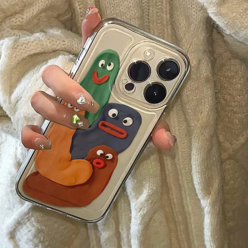 Color: Beige, Material: tpu - Funny Silly Putty Phone Case For iPhone 11 12 13 14 15 16 Pro Max XR X XS Mini 8 7 Plus SE 2020 Fashion Clear Case