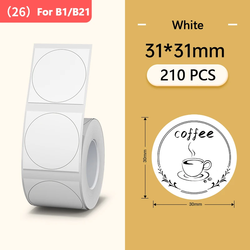 color: WHITE - Niimbot Round Labels for B1/B21/B3S Label Maker Sticker Self-adhesive Waterproof  Thermal Sticker Label NIIMBOT Round Labels
