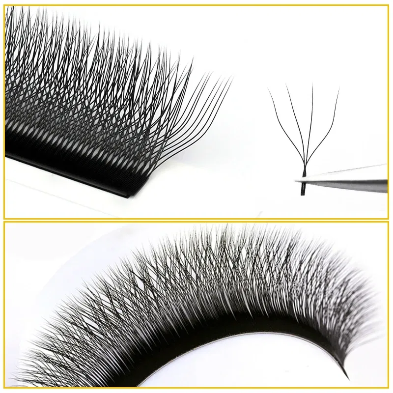 Curl: L, Thickness: 0.07mm, Length: MIX, Ships From: CHINA - Gemerry Cilios W 4D W-shaped Eyelash Extension Automatic Flowering W Lashes LU/L/C/D Curl High Quality Individual Fake Eyelashes