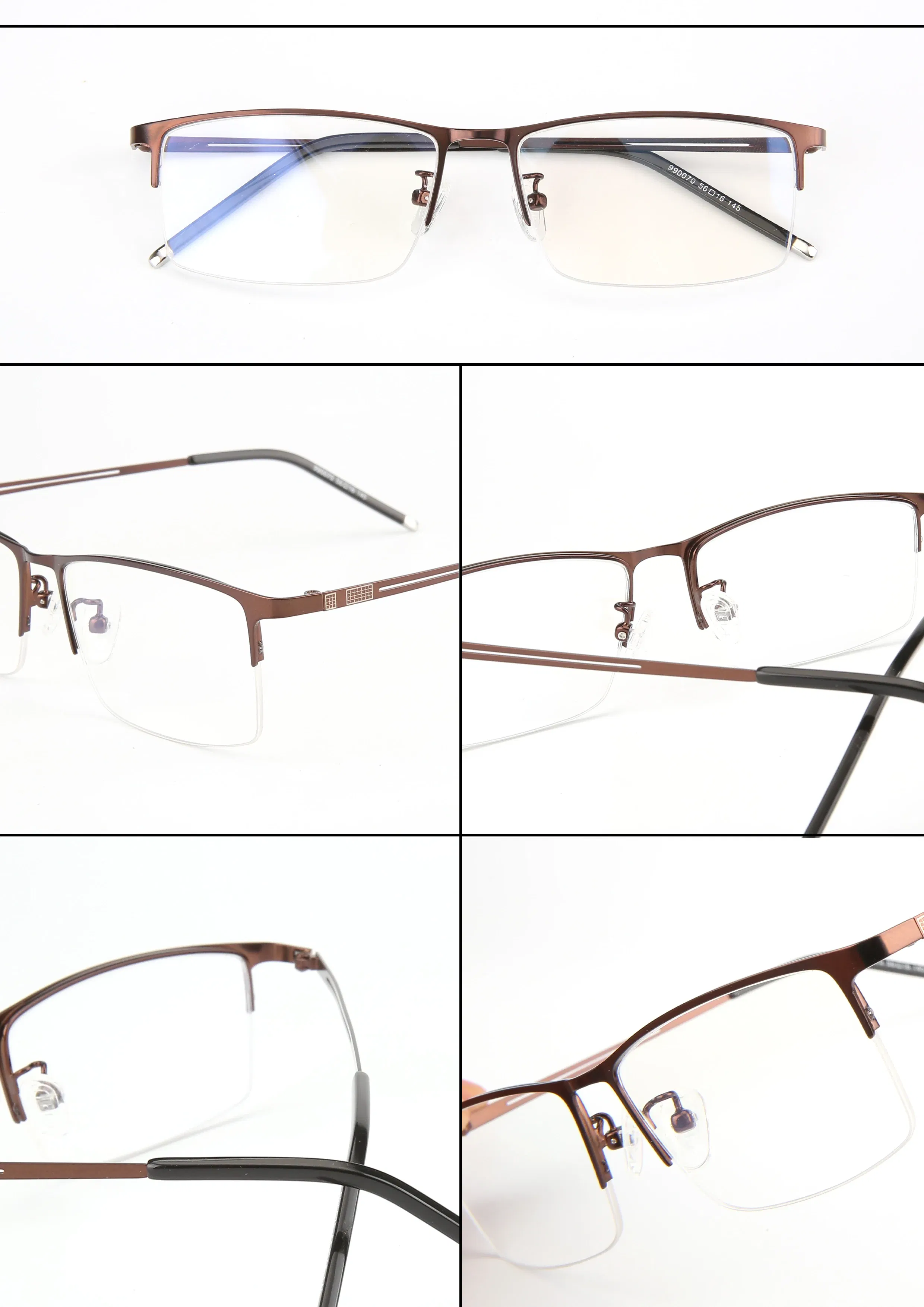Frame Color: Blue, Eye Prescription: 0 - Sun Photochromic Finished Myopia Glasses Women Men Metal Half Frame Chameleon Short-sight Eyewear0 -0.5 -0.75 -1.0  To -6.0