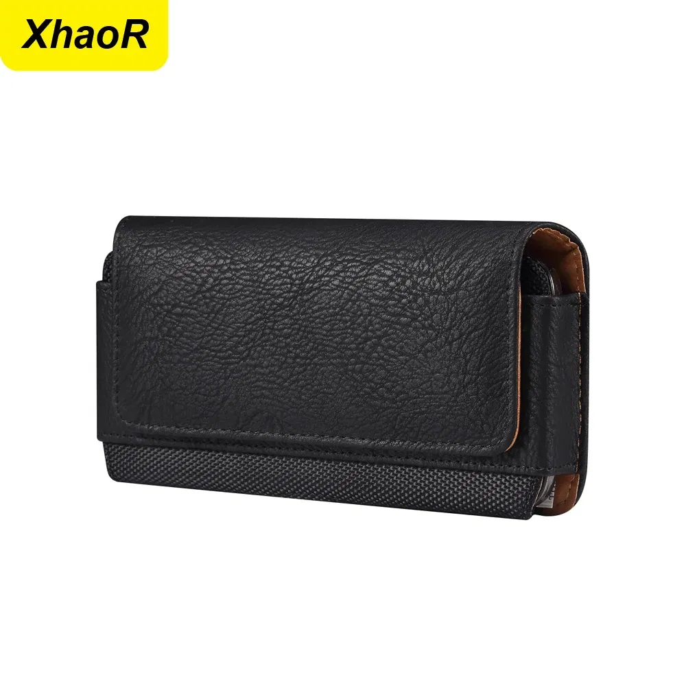 Color: black, Material: CANVAS - Universal Leather Men Waist Bag For iPhone 15 14 13 12 Pro Max Samsung Galaxy S23 S22 Huawei Xiaomi Mobile Phone Belt Clip Cases