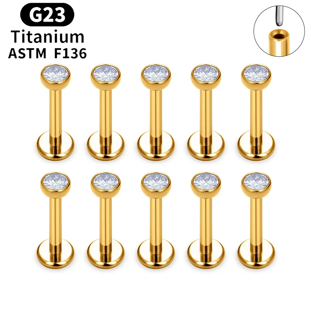 Metal color: SILVER PLATED, Ships From: CHINA, Main Stone Color: SKY BLUE - 10PCS ASTM F136 G23 Titanium Piercing Labret Lip Ring Stud Earring CZ Ear Tragus Cartilage Helix Daith Pierc Jewelry 16/18/20g