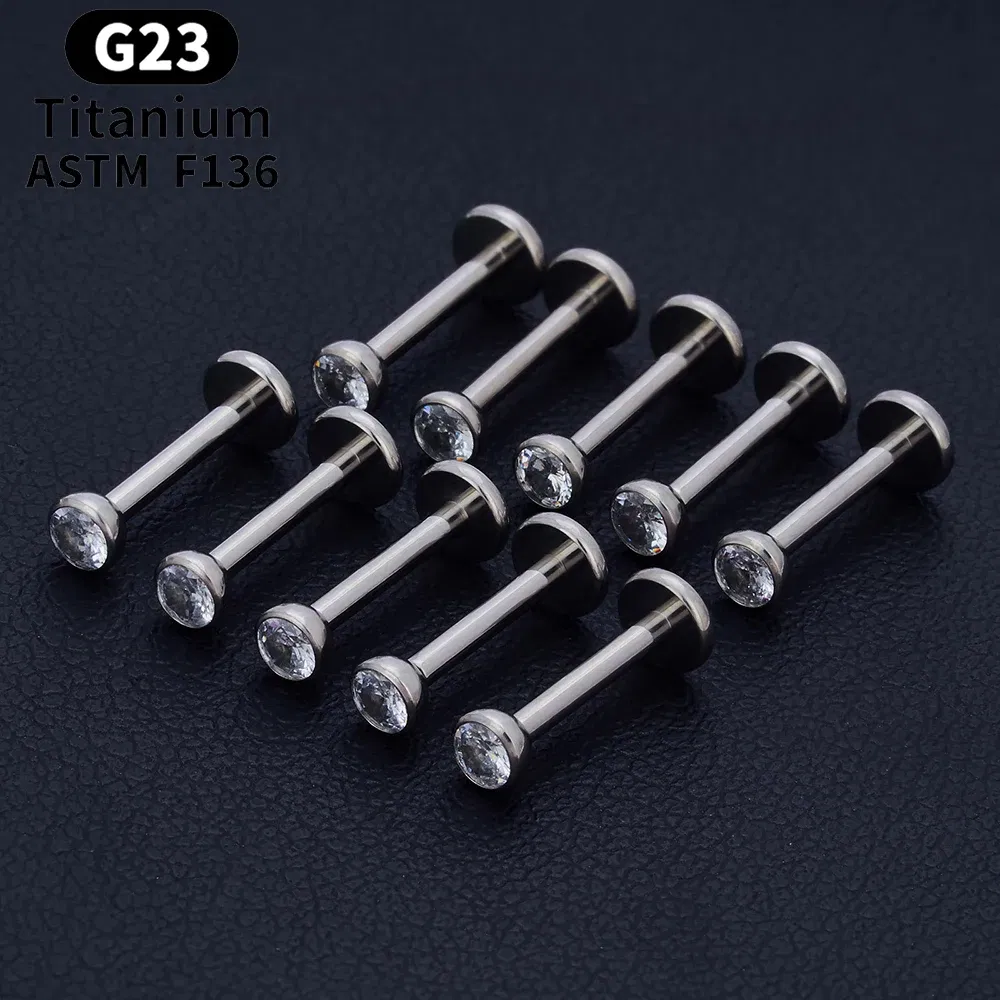 Metal color: SILVER PLATED, Ships From: CHINA, Main Stone Color: SKY BLUE - 10PCS ASTM F136 G23 Titanium Piercing Labret Lip Ring Stud Earring CZ Ear Tragus Cartilage Helix Daith Pierc Jewelry 16/18/20g