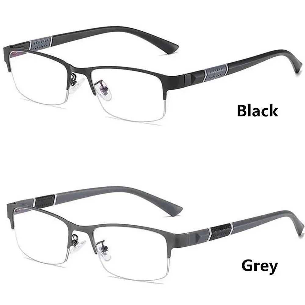 Frame Color: black, Eye Prescription: +100 - Metal Anti-blue Light Reading Glasses Farsighted Eyeglasses Men Business Eyewear Diopter 0 +1.0 +1.5 +2.0 +2.5 +3.0 +3.5 +4.0
