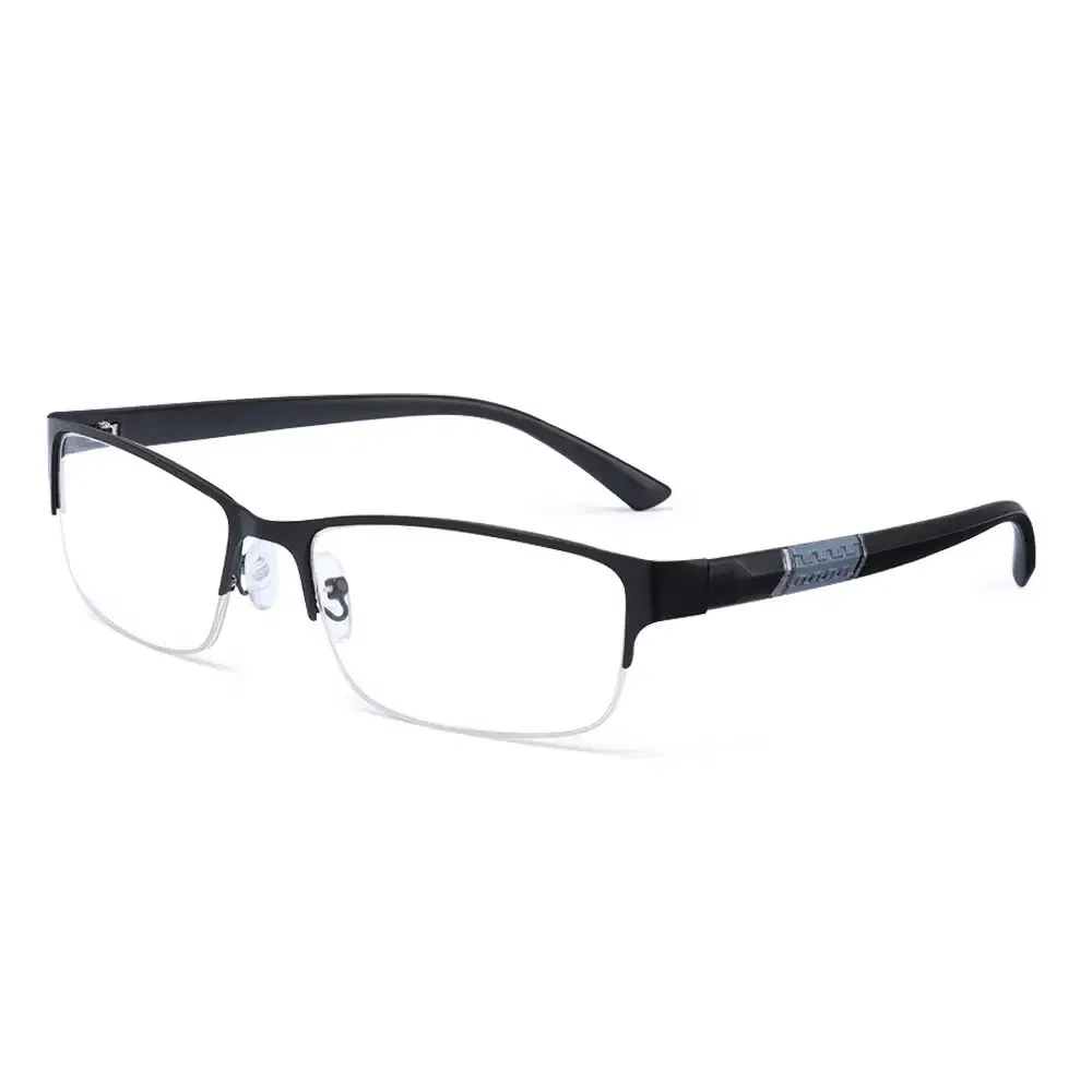 Frame Color: black, Eye Prescription: +100 - Metal Anti-blue Light Reading Glasses Farsighted Eyeglasses Men Business Eyewear Diopter 0 +1.0 +1.5 +2.0 +2.5 +3.0 +3.5 +4.0