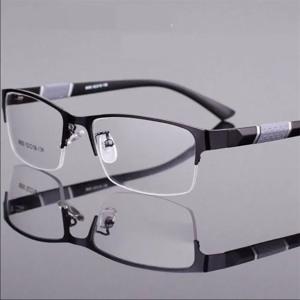 Frame Color: black, Eye Prescription: +100 - Metal Anti-blue Light Reading Glasses Farsighted Eyeglasses Men Business Eyewear Diopter 0 +1.0 +1.5 +2.0 +2.5 +3.0 +3.5 +4.0