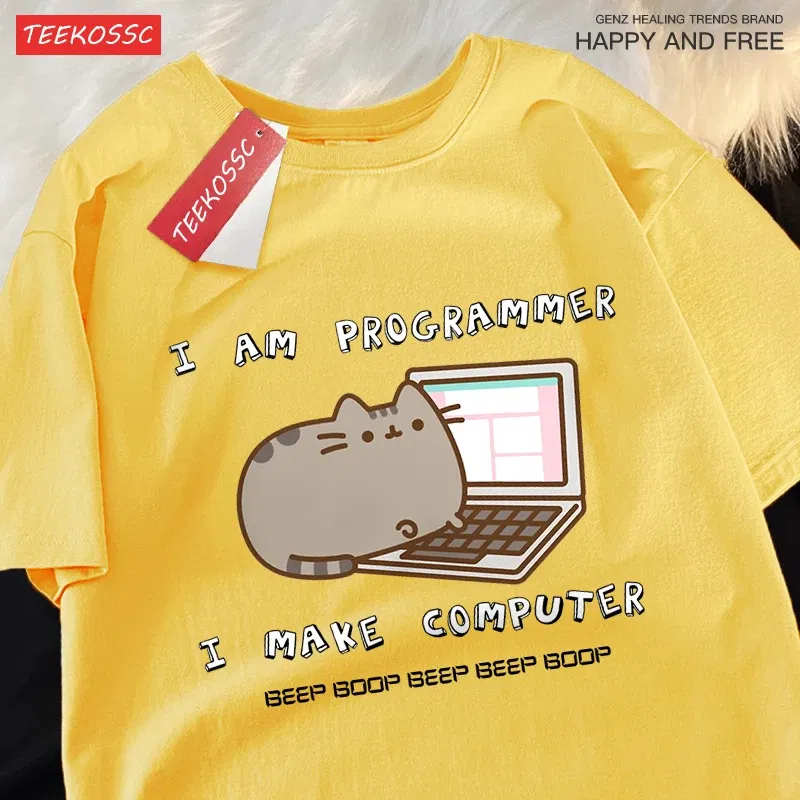 Color: Dark Grey, Size: M - I Am Programmer I Make Computer Mens T Shirts Summer Cotton T-Shirt Oversized Loose Short Sleeve Crewneck Tee Clothes Fashion