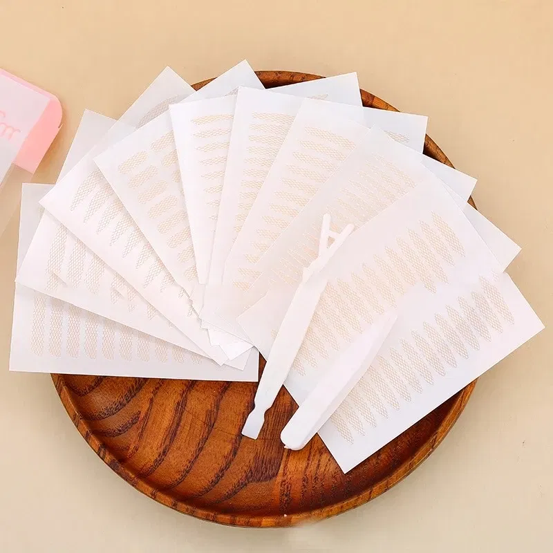 Color: DEEP BLUE - Clear Beige Stripe Self-adhesive Natural Eye Tape Makeup Tool Invisible Double Fold Eyelid Lace Paste Eyelid Tape Sticker 240pcs
