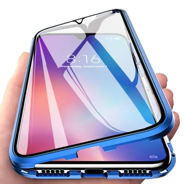 Color: Blue, Bundle: Case & Screen Protector, Material: PE - 360 Full Protection Metal Magnetic Case For Honor X9b X6 X8A 5G X9 4G X9A 5G Double-Sided Glass Transparent Cover Cases