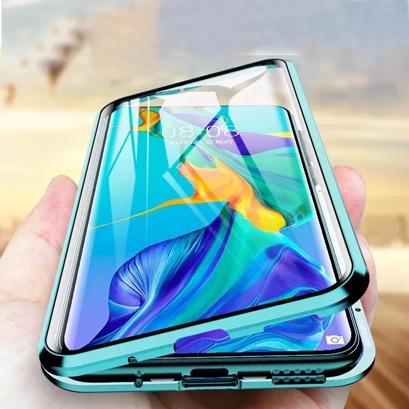 Color: Blue, Bundle: Case & Screen Protector, Material: PE - 360 Full Protection Metal Magnetic Case For Honor X9b X6 X8A 5G X9 4G X9A 5G Double-Sided Glass Transparent Cover Cases