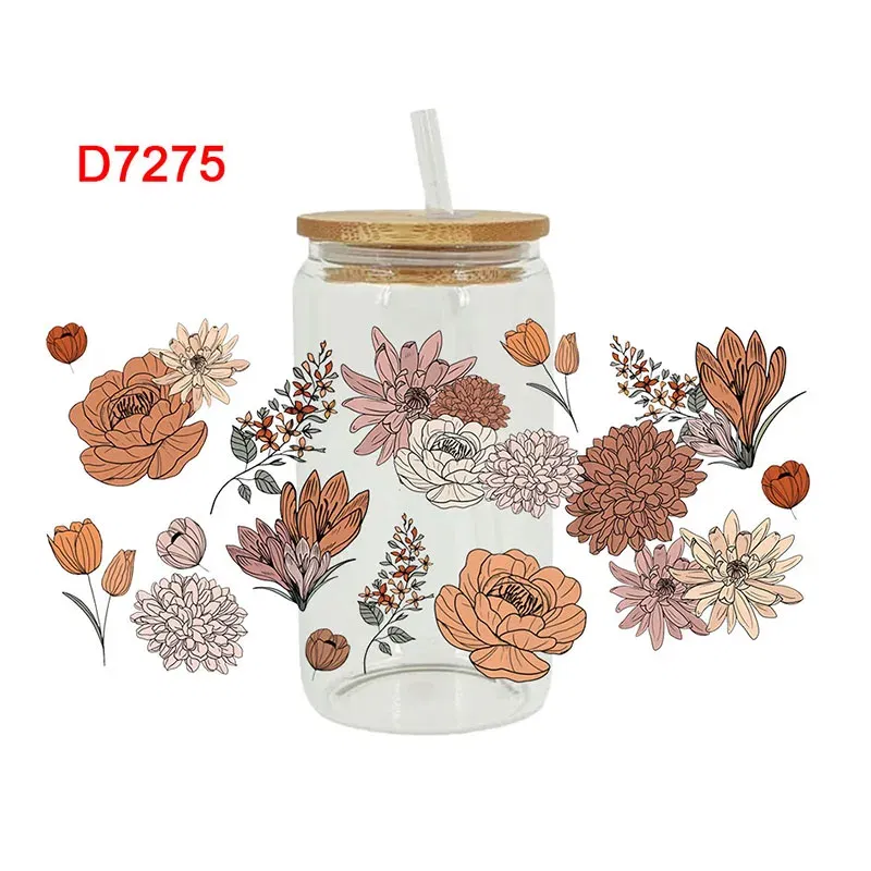 Color: Blue, Size: 45cm*5m - UV DTF Transfers Stickers, 16oz, Cup Wraps, Plant Flower Printed, DIY Glass Ceramic Metal Leather, Etc. D7270