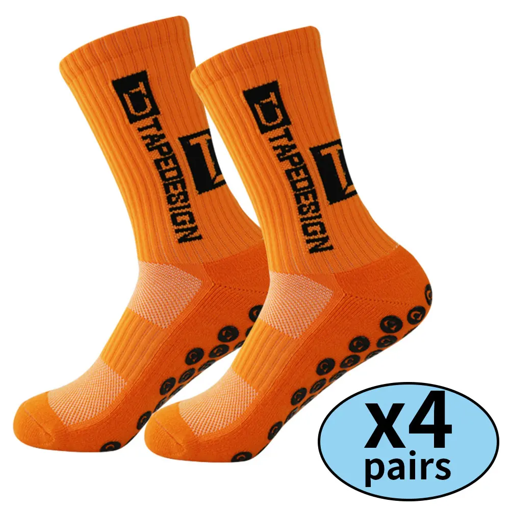 Color: Gold - 4 pairs of new non slip football socks, basketball socks, yoga socks, sports socks, outdoor sports socks