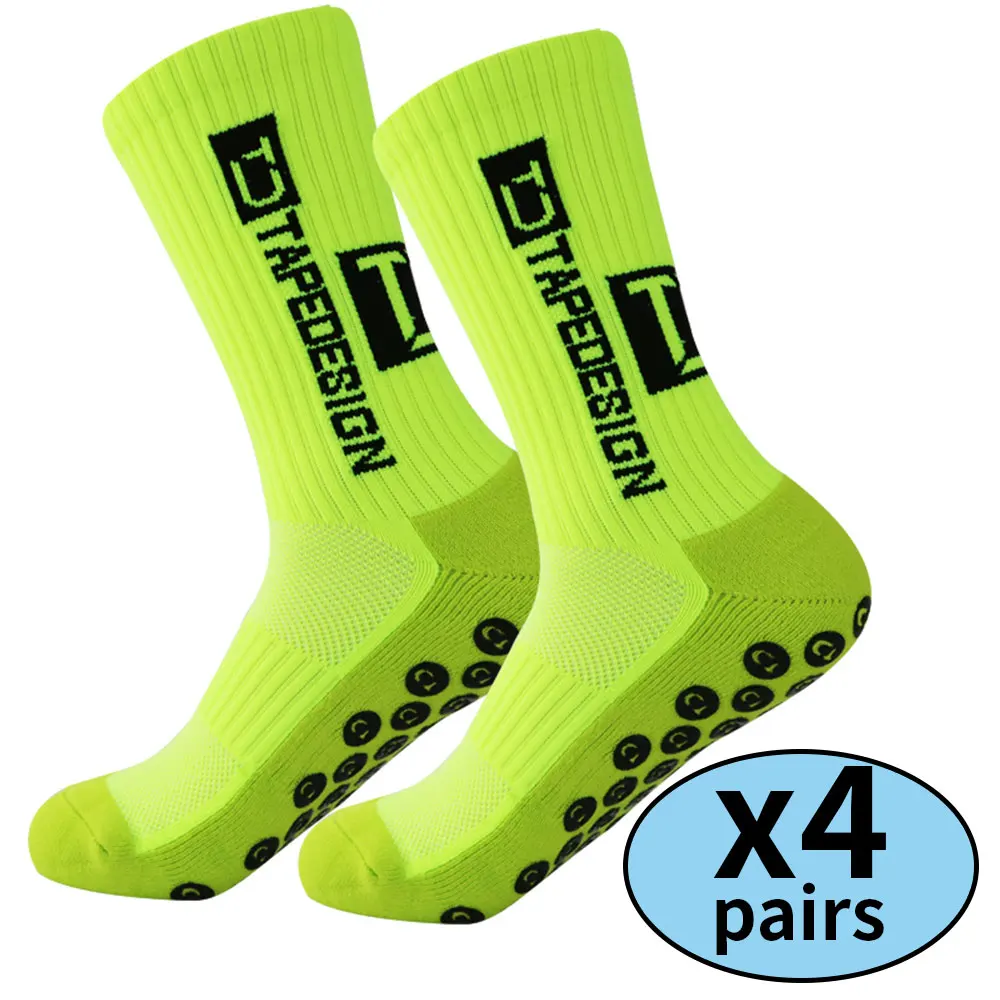 Color: Gold - 4 pairs of new non slip football socks, basketball socks, yoga socks, sports socks, outdoor sports socks