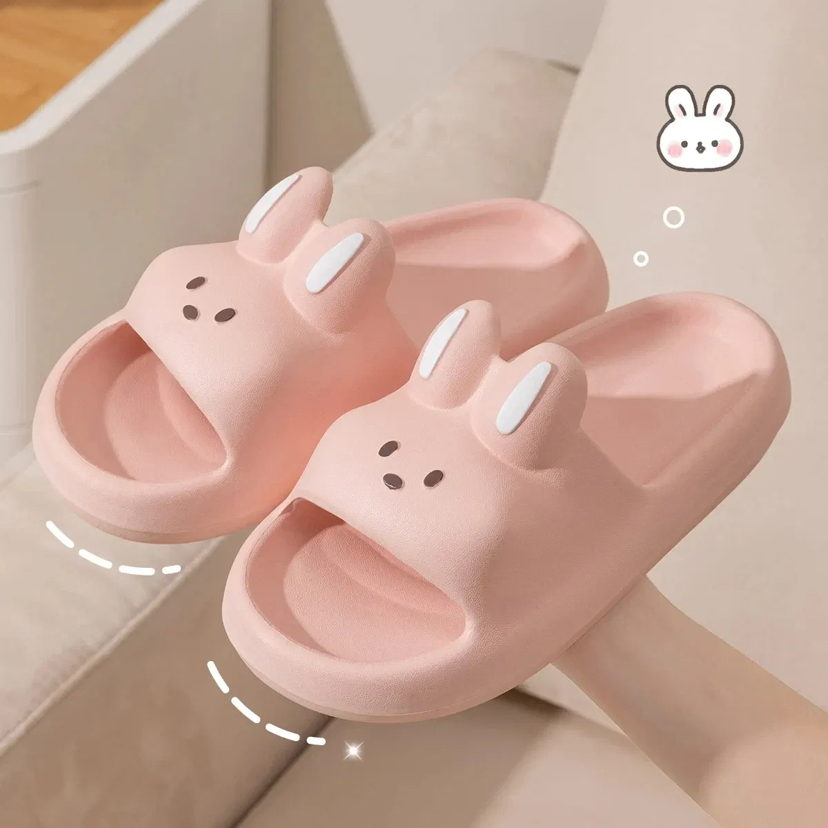 Color: black, Shoe Size: 36 - Pillow Rabbit Slippers for Women and Men | House Slides Shower Sandals | Extremely Comfy | Cushioned Thick Sole