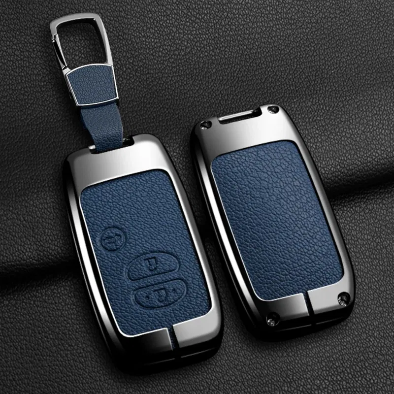 Color Name: ROYAL BLUE - Alloy Car Key Case Cover Shell Fob For Toyota Prius 30 Alpha Aqua Land Cruiser Auris For Lexus LC 200 2012 - 2014 Parts Keychain