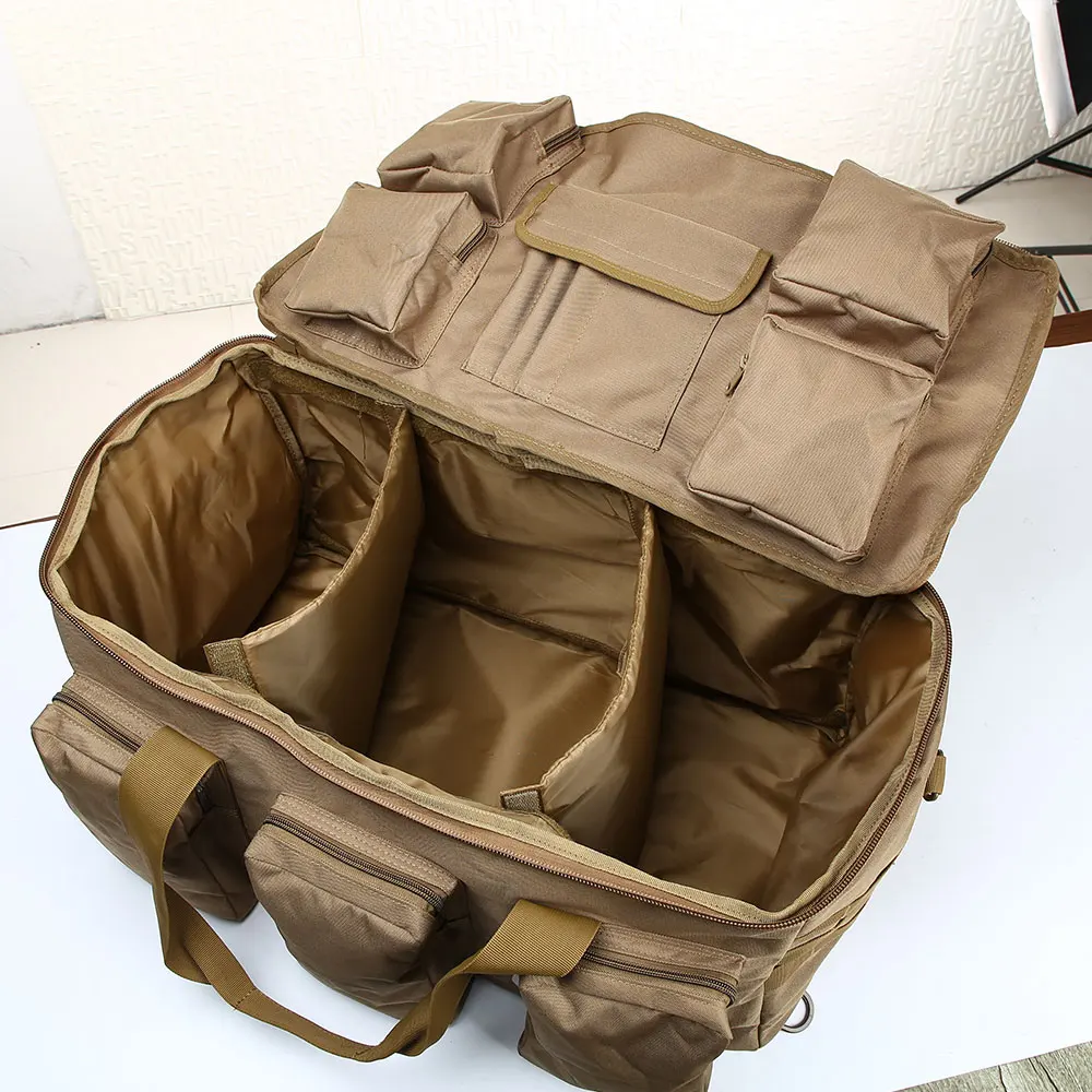Color: Beige - 50L Travel Luggage HandBag Camping Backpack Tactical Large Capacity Men Outdoor Sports Hiking Climbing Mountaineering Trip Bag