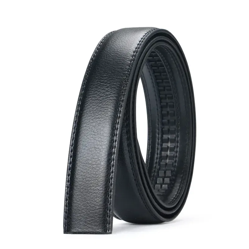 Color: black, Belt Length: 125cm - Men No Buckle 3.5cm Wide 130 140 150 160 170 cm Large Plus Size Belt Straps No Buckle for Automatic Buckle Genuine Leather Belts
