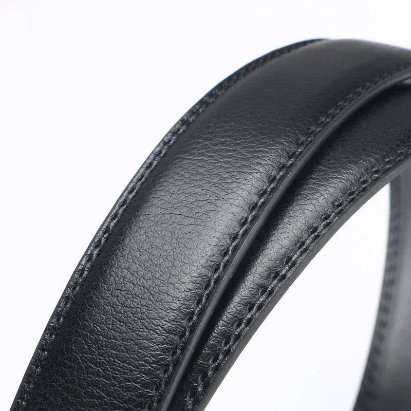 Color: black, Belt Length: 125cm - Men No Buckle 3.5cm Wide 130 140 150 160 170 cm Large Plus Size Belt Straps No Buckle for Automatic Buckle Genuine Leather Belts