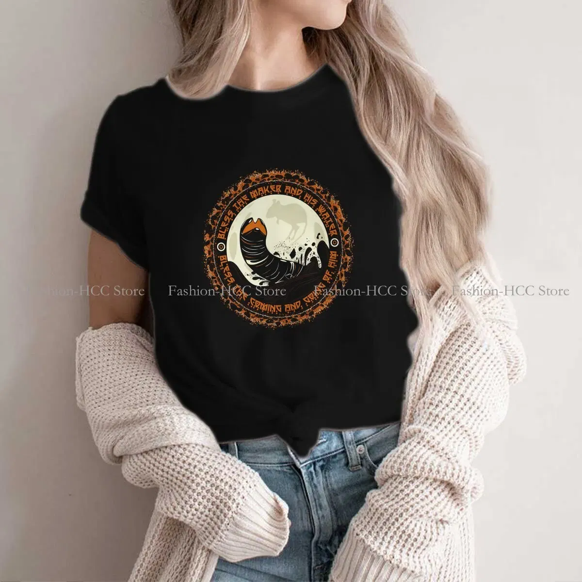 Color: WHITE, Size: XL - Essential Graphic Polyester TShirt Arrakis Creative Streetwear Comfortable T Shirt Female