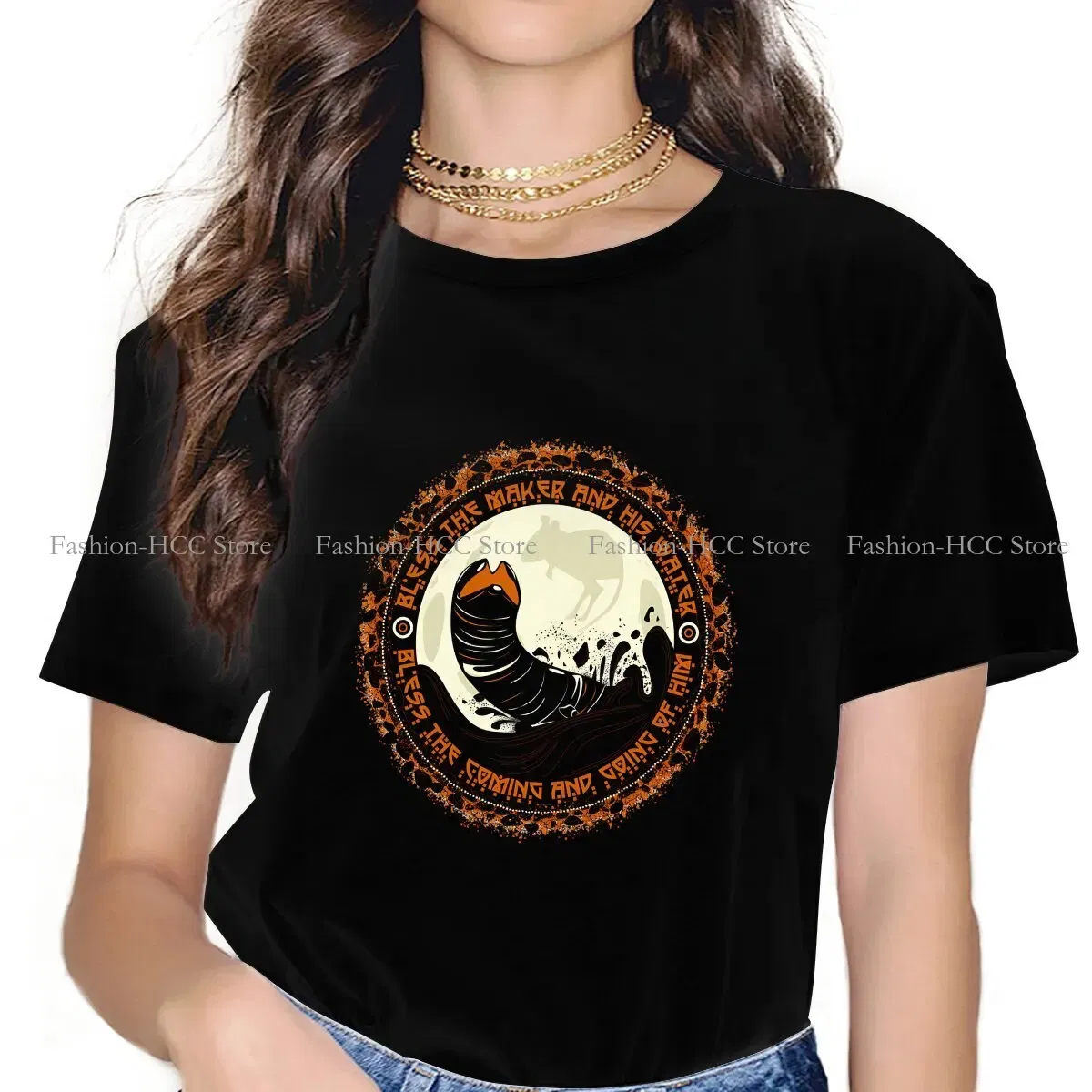 Color: WHITE, Size: XL - Essential Graphic Polyester TShirt Arrakis Creative Streetwear Comfortable T Shirt Female