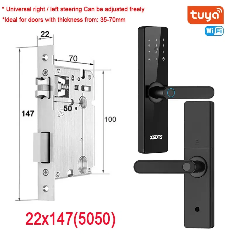 Color: Milky White, Ships From: CHINA - New! Tuya Wifi Electronic Smart Door Lock With Biometric Fingerprint / Smart Card / Password / Key Unlock/ USB Emergency Charge