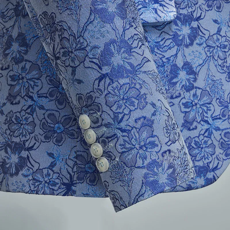 Color: Blue, Size: XXXL - Men's  Evening Dress Bridegroom Suit British Wedding Business Casual Fashion Three-piece Set with Vest And Trousers Sizes M-6XL