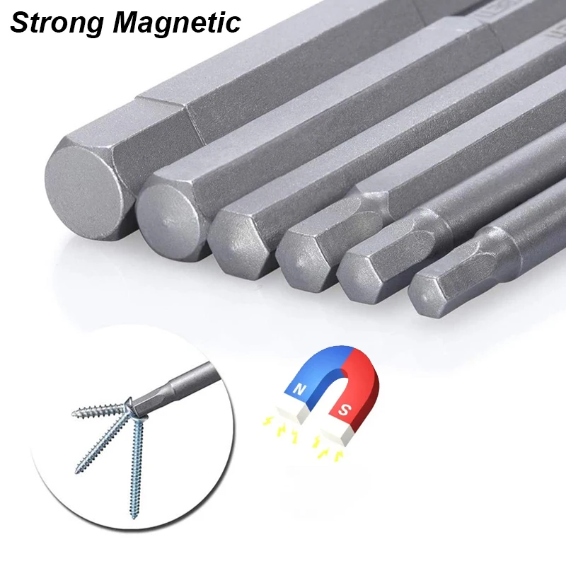 Color: LIGHT BLUE - Hex Allen Wrench Bit Set Metric Imperial SAE Screwdriver Electric Power Drill Adapter Driver Key Socket Security Magnetic Tip