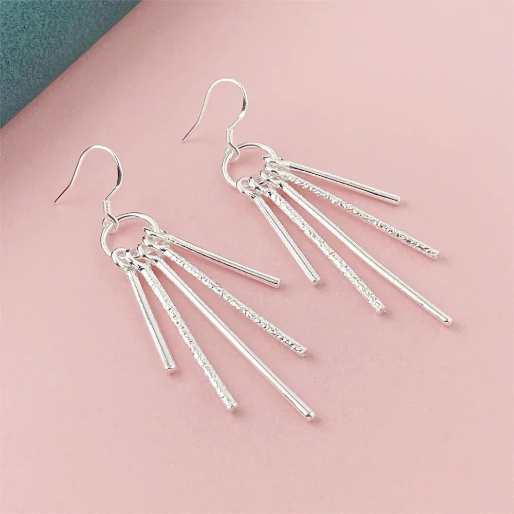 Gem Color: Agate - 925 Silver Heart Shape Earrings Women Exquisite Student Jewelry Accessories