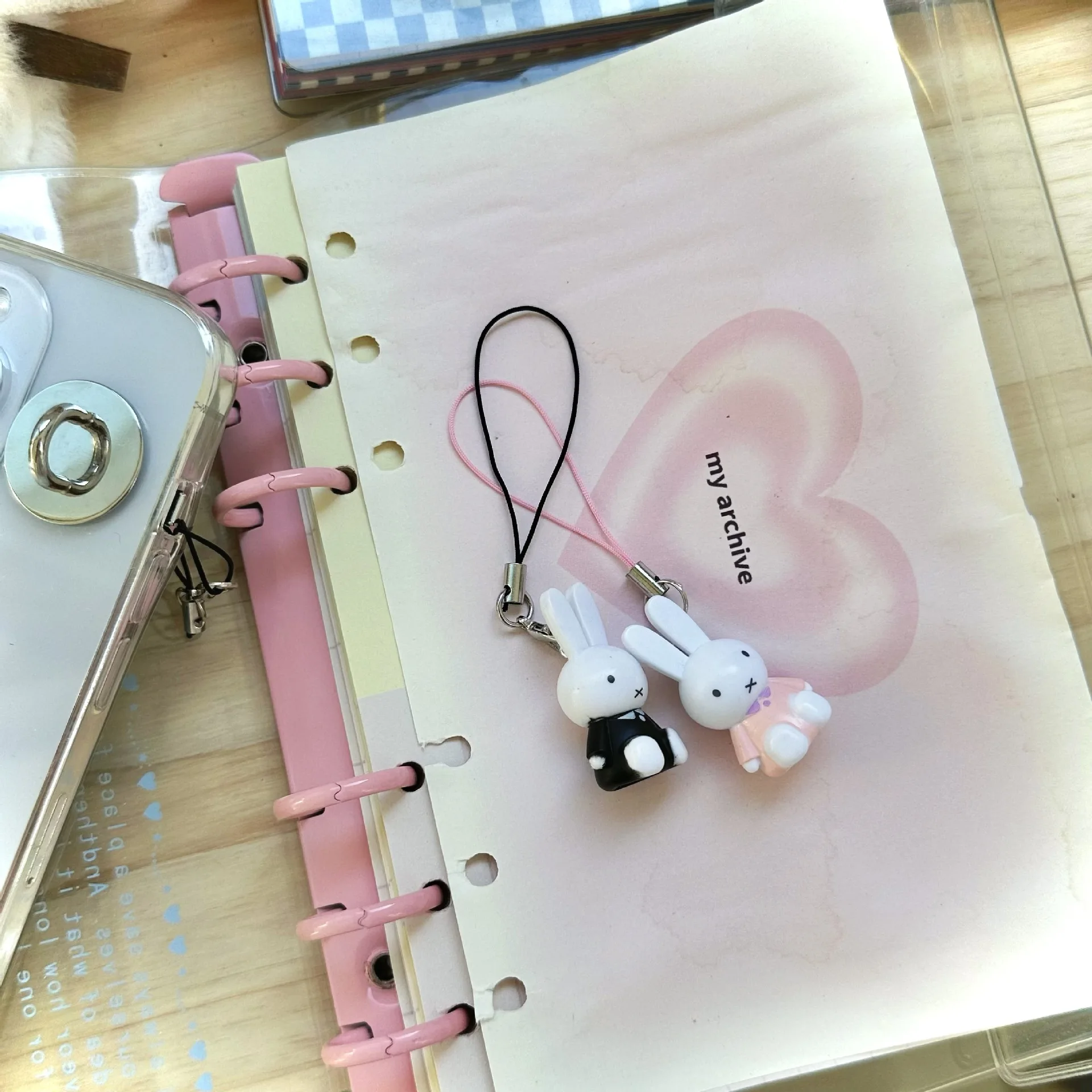 Color: Orange - Kawaii Miffy Key Chain Cartoon Cute Backpack Pendant Ornaments Mobile Phone Chain Christmas Gift