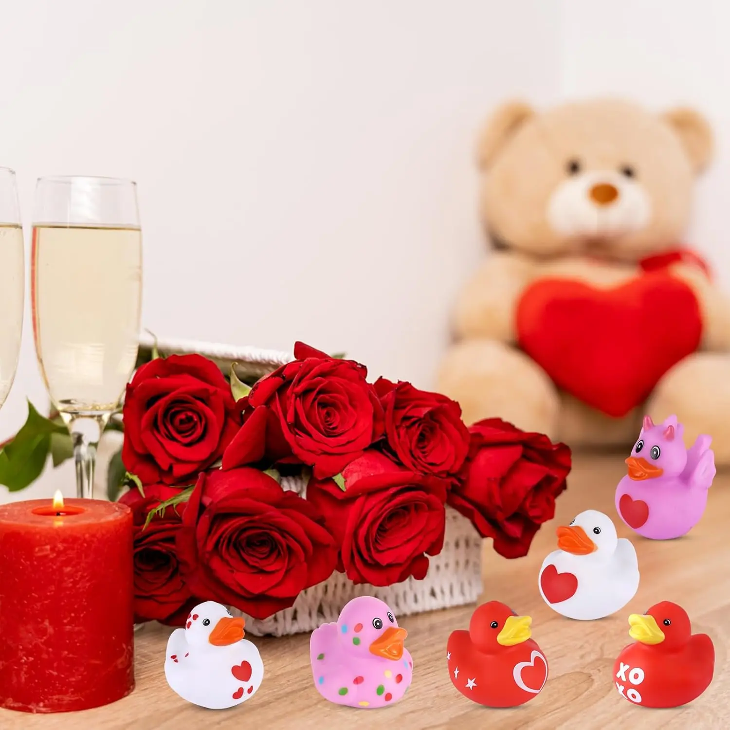 Color: green - 52Pack Valentine's Day Rubber Duck Bulk for Kid Funny Rubber Duck Valentine Jeep Duck for Ducking Valentine Party Baby Shower As