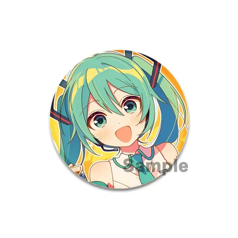 Color: WHITE, Size: M - 58/44/32mm Miku Anime Round Pins Cartoon Badges Cosplay Handmade Tinplate Brooch on Backpack Clothes Chest Ornament Gifts
