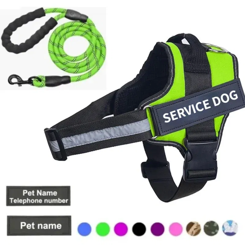 Color: Yellow, Size: XL - Custom Dog Harness Reflective and Breathable Adjustable Tank Top Free Personalized  Name Label Pet leash Set